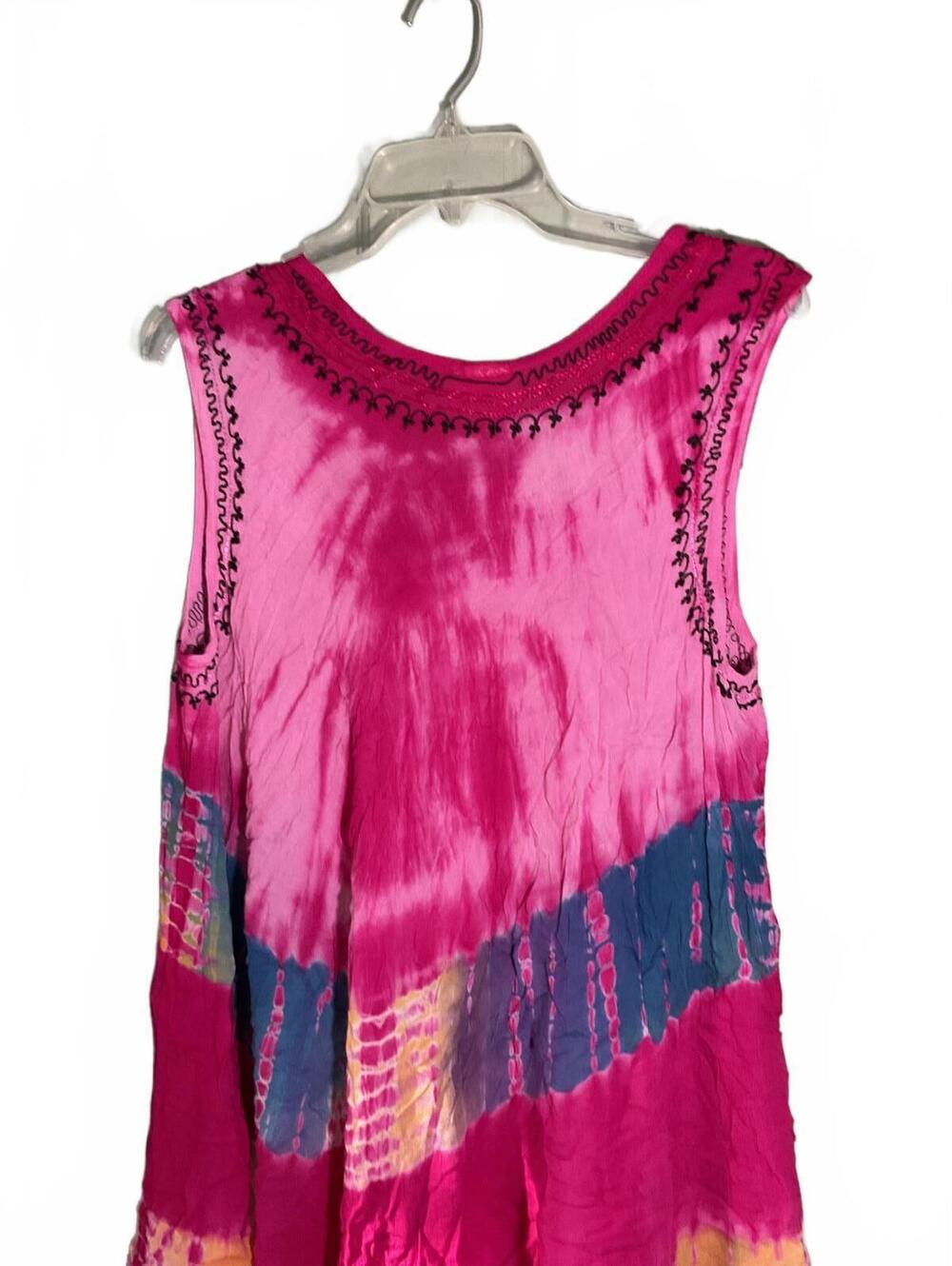 Colorful Boho Embroidered Tie-Dye Dress Plus Size Festival Hippie - Picture 9 of 9